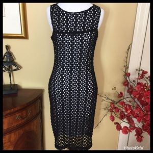 BLACK HALO Crochet Sheath Dress EUC